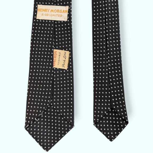 Vintage Henry Morgan 40s/50s Thin B&W Polka Dot Tie - Picture 3 of 3